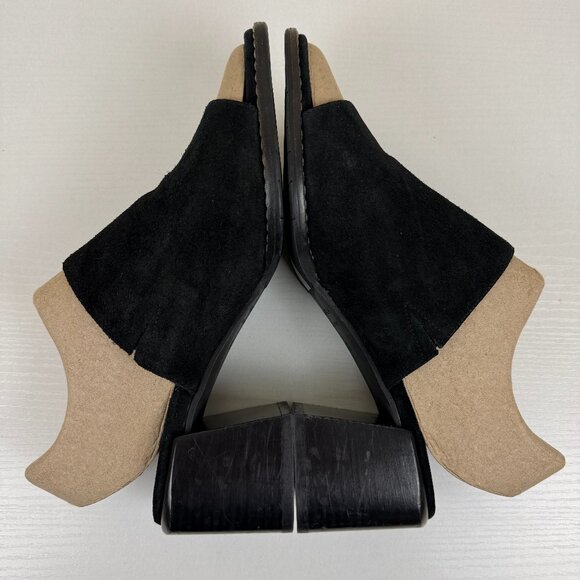 EUC Aquatalia Black Suede Leather Jayne Mules Heel Slides - Picture 5 of 13